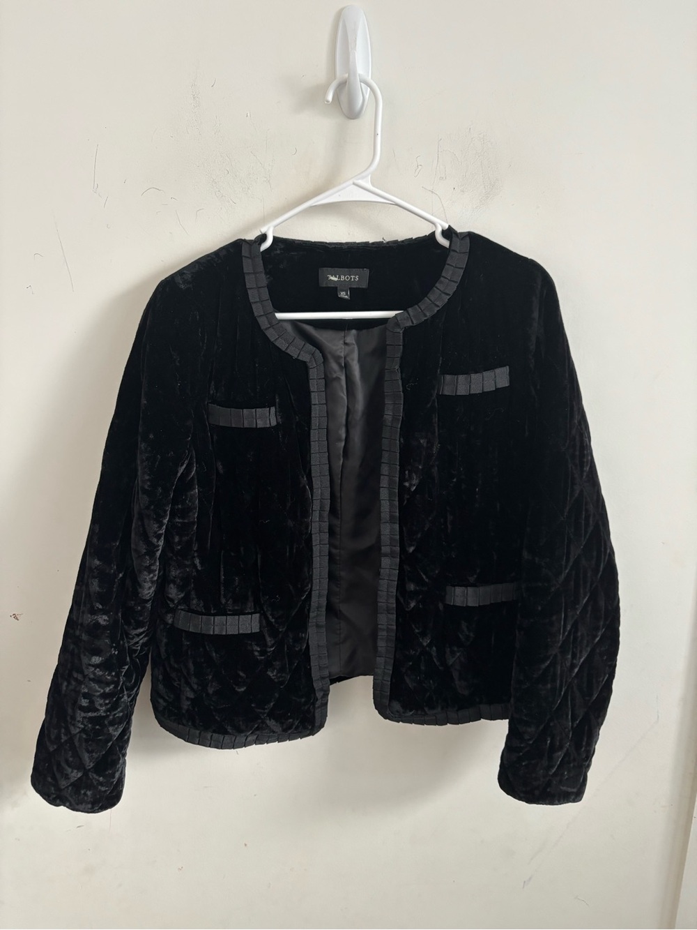 Talbots Womens Jacket Quilted Velvet X-Small Black Whimsigoth Victoria Grunge